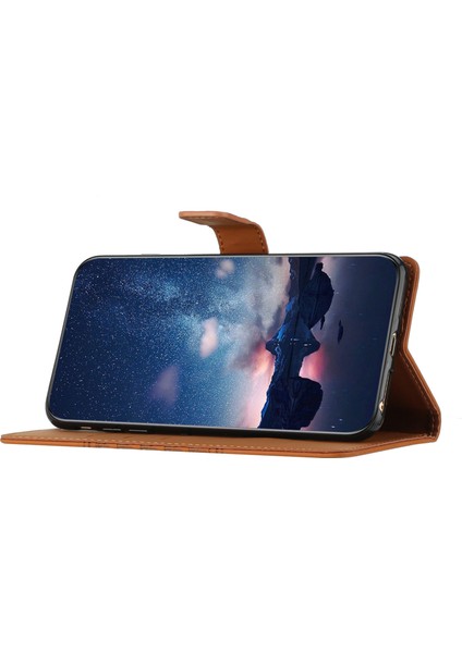 Samsung Galaxy S25 Ultra Kılıf Eşkenar Dörtgen Deri Yatay Çevirmeli Telefon Kapağı-Kahverengi (Yurt Dışından)