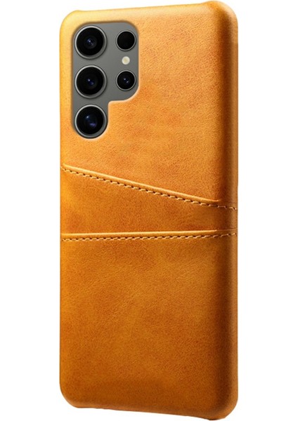 Samsung Galaxy S25 Ultra Kılıf Çift Kart Yuvaları Pu Deri+Sert Pc Telefon Kapağı-Turuncu (Yurt Dışından) fiyatları