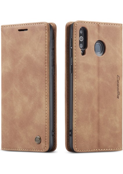 Samsung Galaxy M30/GALAXY A40S Kılıf Caseme 013 Serisi Kart Tutucu Standlı Deri Telefon Kapağı-Kahverengi (Yurt Dışından)