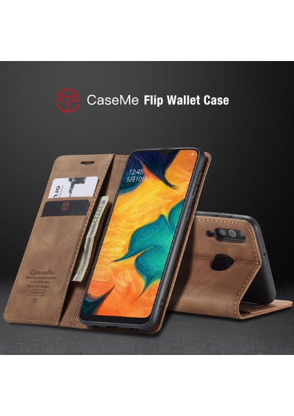 Samsung Galaxy M30/GALAXY A40S Kılıf Caseme 013 Serisi Kart Tutucu Standlı Deri Telefon Kapağı-Kahverengi (Yurt Dışından)