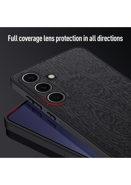 Samsung Galaxy S25+ Kılıf Ahşap Dokulu Pu Deri Kaplamalı Pc+Tpu Telefon Kapağı-Kahverengi (Yurt Dışından) modelleri