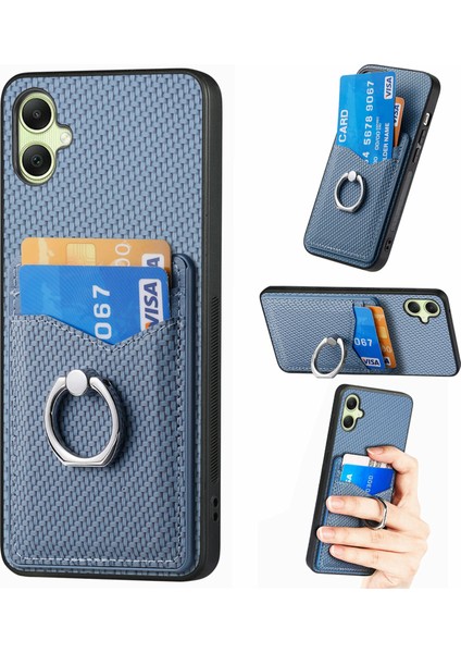 Samsung Galaxy A06 Kılıf Kart Yuvaları Halka Tutucu Kickstand Telefon Kapağı-Mavi (Yurt Dışından)