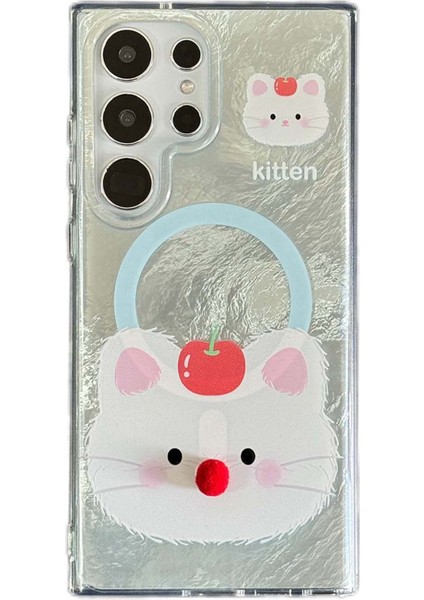 Samsung Galaxy S24 Ultra Manyetik Telefon Kılıfı Karikatür Hayvan Tpu+Pc Arka Kapak-Mavi (Yurt Dışından)