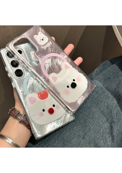 Samsung Galaxy S24 Ultra Manyetik Telefon Kılıfı Karikatür Hayvan Tpu+Pc Arka Kapak-Mavi (Yurt Dışından) modelleri