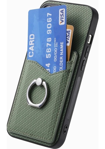 Samsung Galaxy A06 Kılıf Kart Yuvaları Halka Tutucu Kickstand Telefon Kapağı-Yeşil (Yurt Dışından) modelleri