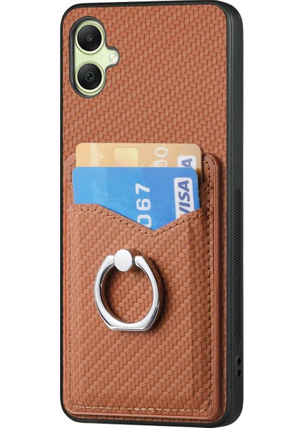 Samsung Galaxy A06 Kılıf Kart Yuvaları Halka Tutucu Kickstand Telefon Kapağı-Kahverengi (Yurt Dışından) modelleri