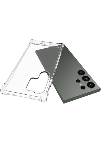 Wanlonfeng Wl Serisi Samsung Galaxy S24 Ultra Kılıf 2.0mm Temperli Cam Filmli Şeffaf Tpu Kapak (Büyük Lens Deliği) (Yurt Dışından) modelleri