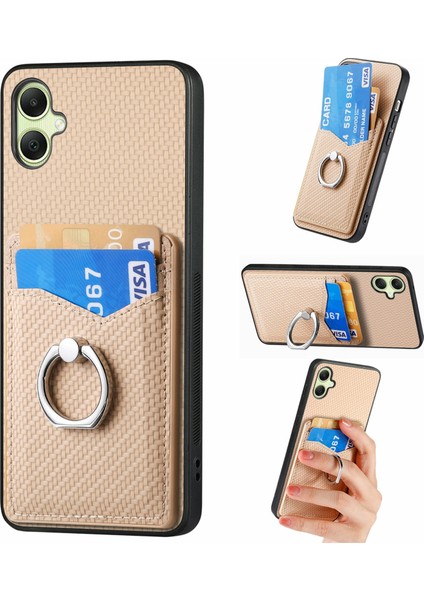 Samsung Galaxy A06 Kılıf Kart Yuvaları Halka Tutucu Kickstand Telefon Kapağı-Kayısı (Yurt Dışından)
