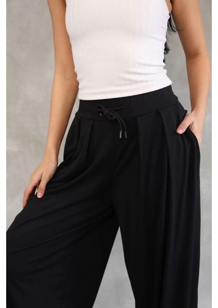 Osy Modal Yumuşak Dokulu Kumaş Şalvar Pantalon - Siyah