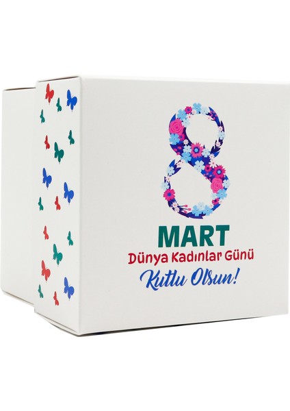 Özel Tasarım 8 Mart Kadınlar Günü Hediye Kutusu –10 x 10 x 10 cm 1 Adet Model:2