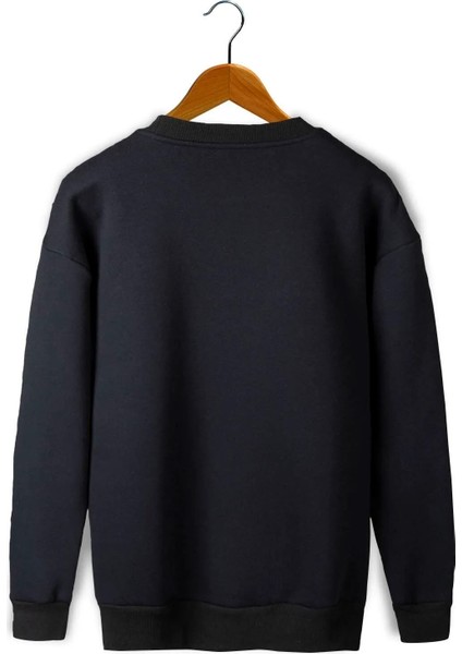 Kadın Siyah Bisiklet Yaka Düşük Kol Oversize Üç İplik Şardonsuz Basic Sweat Sweatshirt indirimleri