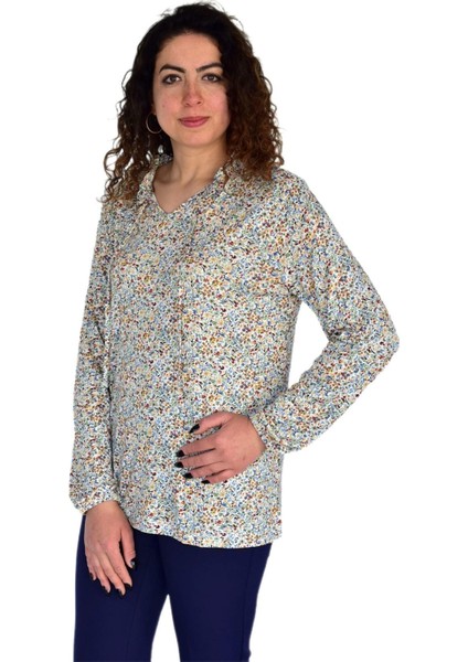 Kadın Çiçek Baskılı Desen Viscon Bluz BGL-ST04292