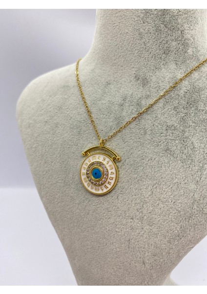 Lucky B&e Beyaz Mineli Nazar Boncuklu Burçlar Çelik Kolye Gold fırsatları
