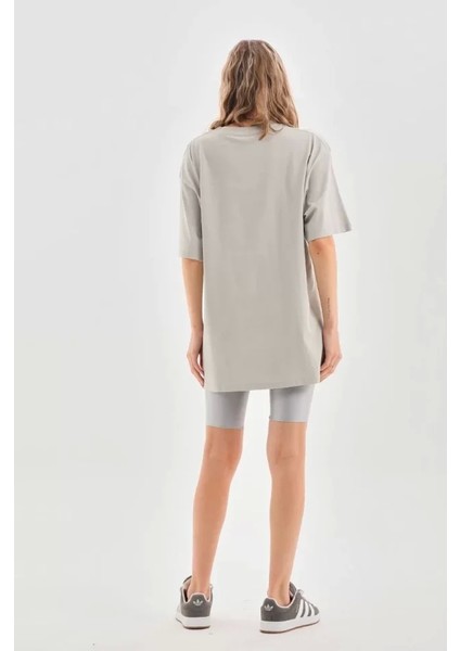 Unisex Taş Desenli Oversize T-Shirt - Gri fiyatları