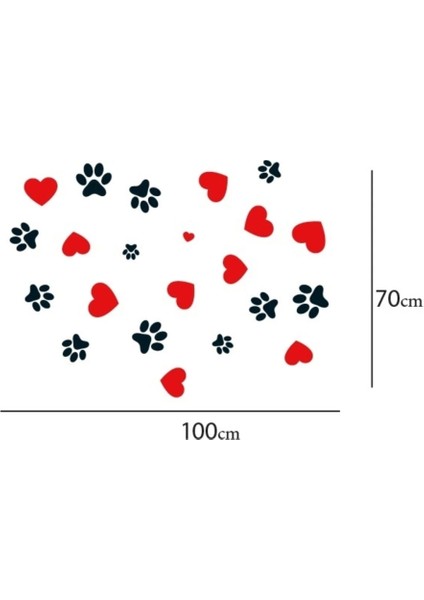 Kalp ve Kedi Patileri Şekli Cam Veya Duvar Stickeri