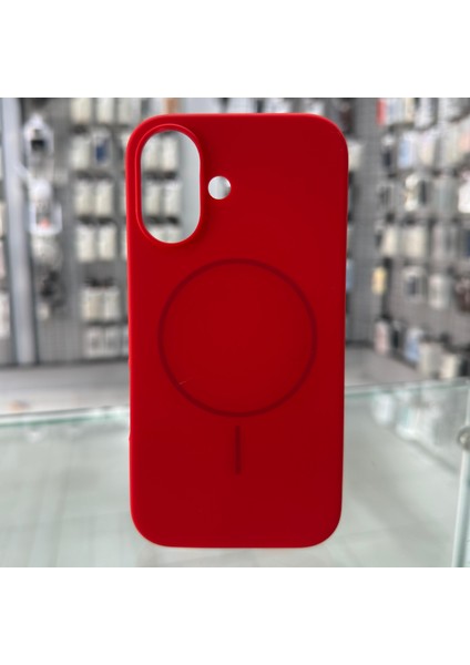 iPhone 16 Magsafe Yumuşak Silikon Kılıf – Lansman Içi Kadife Dokulu, Kablosuz Şarj Destekli Kırmızı