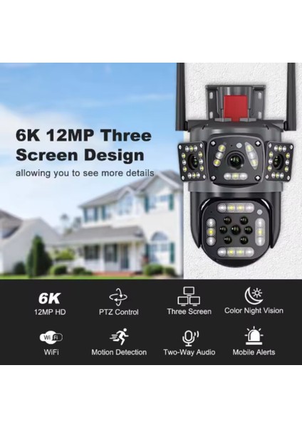 3017 Wifi 6mp Dual Lens Ip Güvenlik Kamerası 128 Gb| Hareketli Kablosuz, Gece Görüşü, Kişi Takibi, Türkçe Sesli Görüşme Dış İç Kamera modelleri
