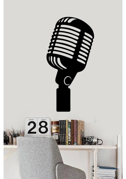 Mülsüm Gürses Mikrofon Müzik Duvar Sticker Yapıştırma (Sudan ve Nemden Etkilenmez) 30X60 cm