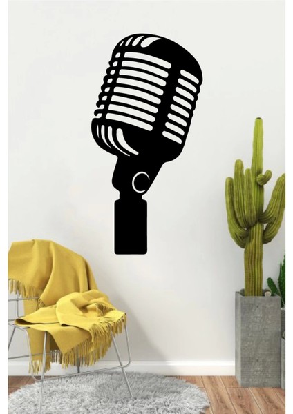 Mülsüm Gürses Mikrofon Müzik Duvar Sticker Yapıştırma (Sudan ve Nemden Etkilenmez) 30X60 cm