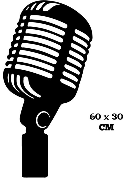 Mülsüm Gürses Mikrofon Müzik Duvar Sticker Yapıştırma (Sudan ve Nemden Etkilenmez) 30X60 cm