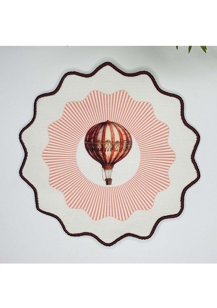 Dekoratif Kenar Balon Tasarımlı Nakış Kenar Kumaş Kokteyl Peçetesi 1 Adet