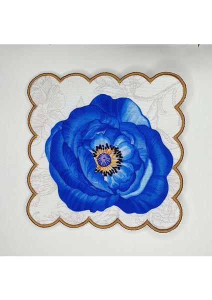 6'lı Gelincik Çiçek Tasarımlı Nakış Kenar Kumaş Kokteyl Peçetesi indirimleri