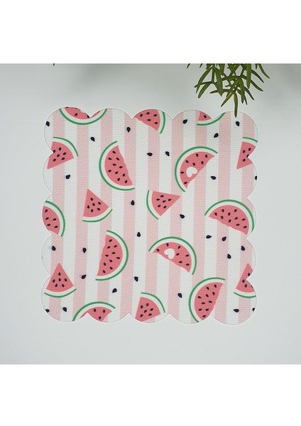 Çizgili Karpuz Desenli Lazer Kesim Kumaş Kokteyl Peçetesi 1 Adet