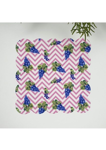 Zigzag Üzüm Desenli Lazer Kesim Kumaş Kokteyl Peçetesi 1 Adet