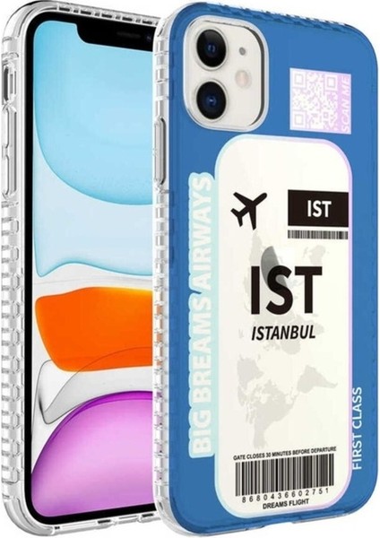 iPhone 12 Uyumlu Kılıf Airbag Kenarlı Renkli Desenli Silikon Elegans Kapak, No4