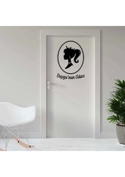 Isme Özel Prenses Silüetli Genç Odası Kapı Dekoratif Duvar Sticker, Çıkartma
