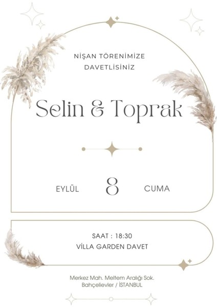Davetiye, Düğün Davetiyesi, Nikah Davetiyesi, Nişan Davetiyesi (50 Adet)