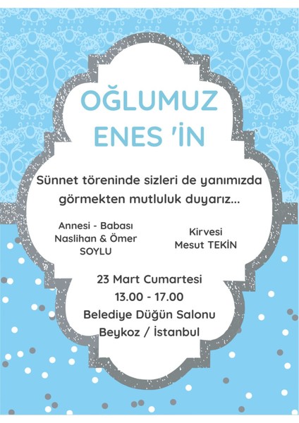 Doğum Günü Davetiyesi 10 Adet ( Baskı Dahil )