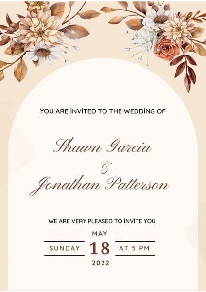 Davetiye, Düğün Davetiyesi, Nikah Davetiyesi, Nişan Davetiyesi (50 Adet)