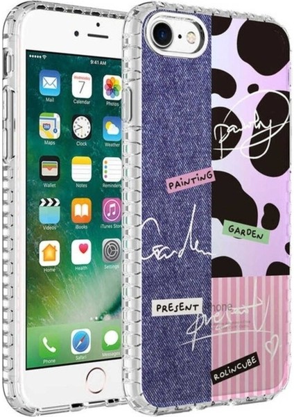 iPhone Se 2020 Uyumlu Kılıf Airbag Kenarlı Renkli Desenli Silikon Elegans Kapak, No8