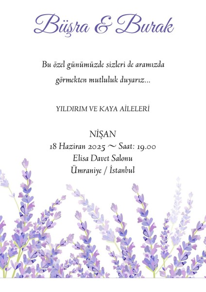Davetiye , Düğün Davetiyesi , Nişan Davetiyesi (50 Adet)( Baskı Dahil Değildir )