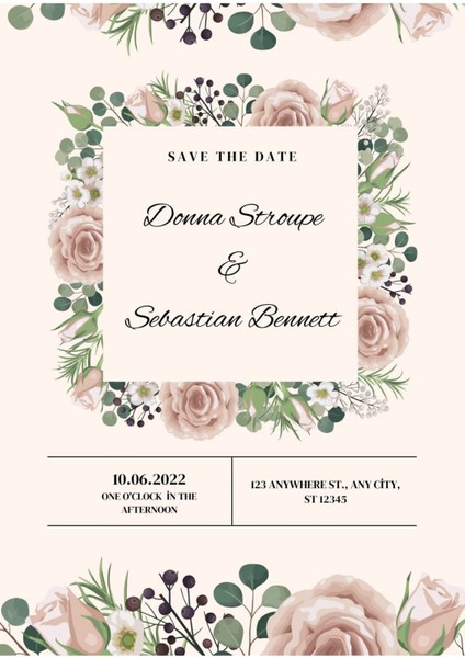 Davetiye, Düğün Davetiyesi, Nikah Davetiyesi, Nişan Davetiyesi (50 Adet)