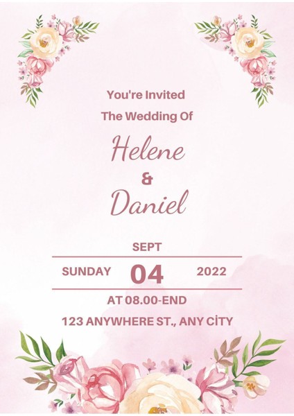 Davetiye, Düğün Davetiyesi, Nikah Davetiyesi, Nişan Davetiyesi (50 Adet)