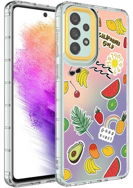 Samsung Galaxy A23 Uyumlu Kılıf Kamera Korumalı Renkli Desenli Sert Silikon Korn Kapak, No4
