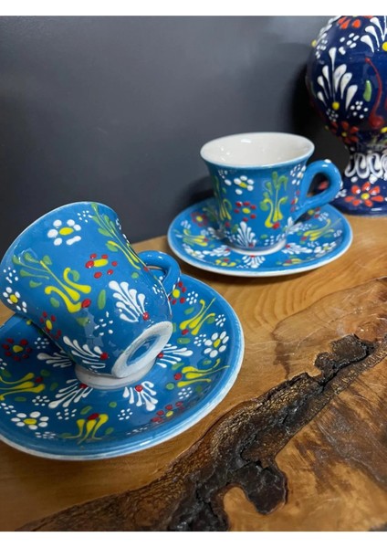 2 Adet Çini Desenli Kahve Fincanı Çini Lale Desenli Tabaklı Fincan Seti 4 Parça fiyatları