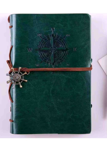 Pusula Temalı Deri Defter – Bağcıklı Nostaljik Retro Vintage Tasarım, Spiralli Denizci Konseptli Eskitme Sayfalı Çizgisiz Günlük Anı Hatıra Ajanda | Premium Hediyelik Seri fırsatları