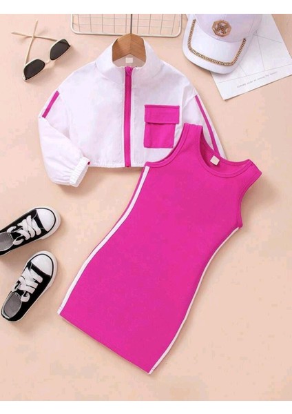 Kokoş Kısa Fermuarlı Ceket Dahil Elbise