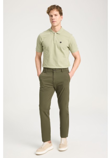 Slim Fit Dar Kesim Normal Bel Dar Paça Haki Chino Pantolon