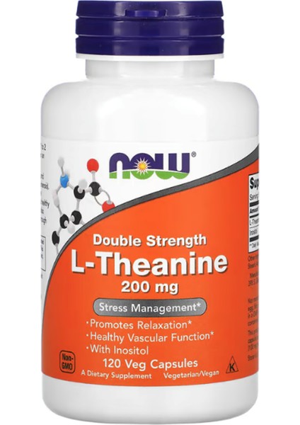 Double Strength L-Theanine, Inositol 200 Mg, 120 Veg Capsules