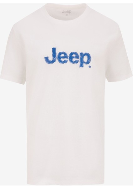 Bisiklet Yaka Baskılı Beyaz Erkek T-Shirt J5SM-TST7286