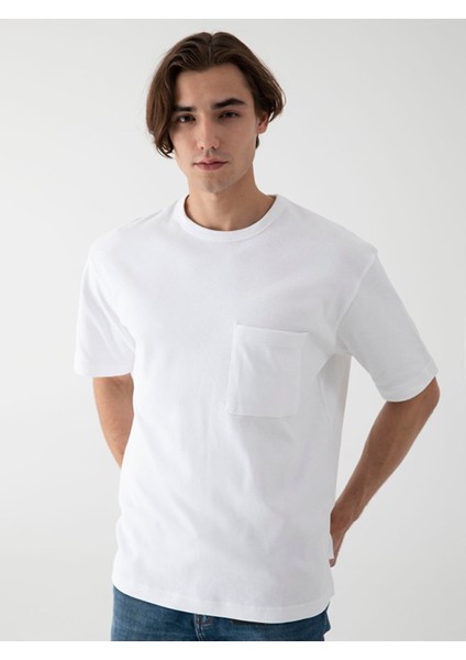 Erkek Loose Beyaz T-shırt