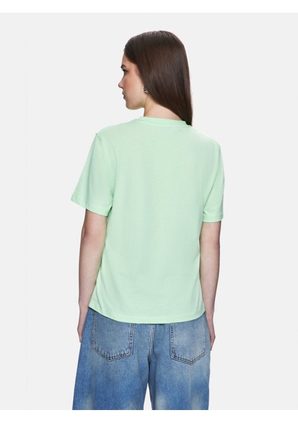 Kadın Baskılı Kısa Kollu Sıgnlı Regular Yeşil T-shırt modelleri