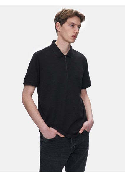 Lozoko Siyah Erkek Polo Yaka Kısa Kol Regular T-Shirt 1225841886089200 fiyatları