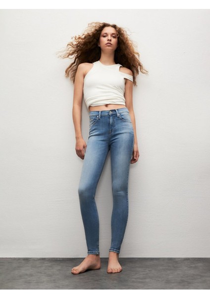 Tanya x Dar Paça Orta Bel Jean Pantolon