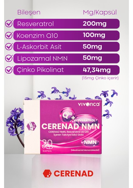 Nmn 3'lü, Lipozomal Nmn, COQ10, Resveratrol, Çinko ve C Vitamini İçeren Takviye Edici Gıda