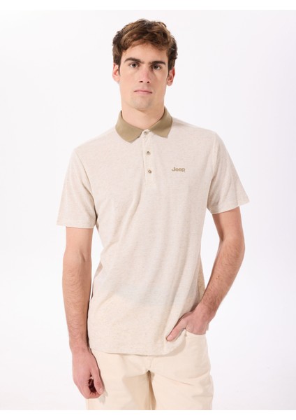 Bej Melanj Erkek Relaxed Melanj Polo T-Shirt J5SM-TST7324